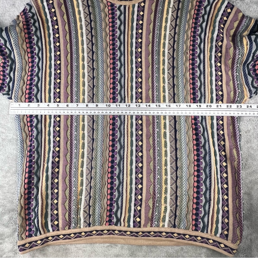 Vintage Tundra Canada 3D Knit Sweater Mens Large Purple Cosby Biggie Coogi Style - Picture 5 of 10